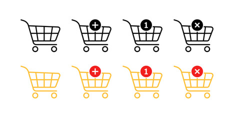 Poster - Shopping cart icons set. Flat style. Vector icons