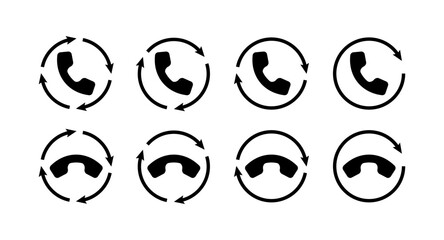 Poster - Handset Icon Set. Refresh button. Silhouette Style. Vector icons