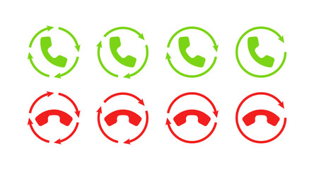Poster - Set's Handset Icons. Accept and reject call. Flat Style. Vector icons
