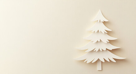 Aufkleber - Minimalistic white paper Christmas tree decoration on a light background for holiday spirit