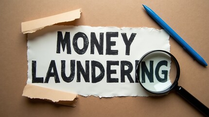 Conceptual Image Highlighting Money Laundering With Magnifying Glass