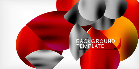 Fototapete - Color geometric shapes background shadow circles