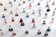 © ALFARUQ - Connected Community: A network of diverse miniature figures interconnected by lines, representing a vibrant community, collaboration, and interconnectedness.