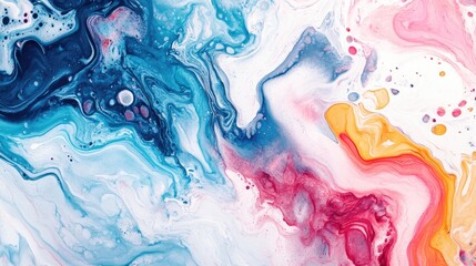 Wall Mural - Vibrant abstract painting with swirling blue, pink, and orange hues resembling a dynamic cosmic landscape.