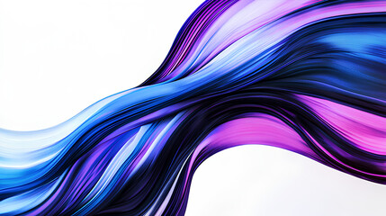 Poster - Abstract wavy lines in blue and purple hues isolated on a white background, suggesting modern design or technology