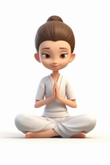 Sticker - Cartoon yoga white background representation