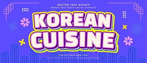 Fototapete - Korean cuisine text effect on pattern ornament background, vector graphic style