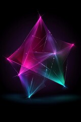 Poster - abstract colorful light beams and geometric shapes on a dark background for digital art and design p
