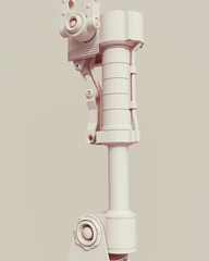 Fototapete - Beige industrial tech pistons objects connector abstract background neutral monochrome soft tones skin tones brown 3d illustration render	