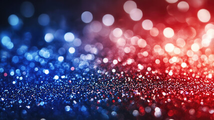 Poster - Colorful bokeh background with blue and red glitter, creating a festive and vibrant atmosphere.