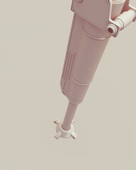 Fototapete - Beige industrial tech pistons objects connector abstract background neutral monochrome soft tones skin tones brown 3d illustration render	