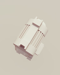 Fototapete - Beige industrial tech pistons objects connector abstract background neutral monochrome soft tones skin tones brown 3d illustration render	