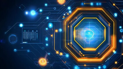 Wall Mural - abstract digital network with glowing lines and shapes