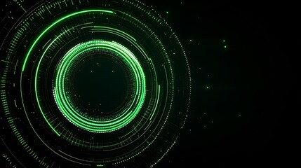 Poster - Abstract Green Circuits and Glowing Lines on Dark Background for Digital Technology and Futuristic Designs