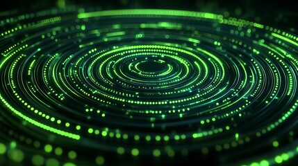 Poster - Abstract Green Light Circles with Soft Glow Creating a Futuristic Visual Design for Background or Display