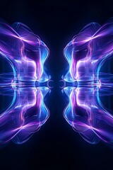 Poster - Abstract light waves with vivid colors creating a surreal symmetry in a dark environment