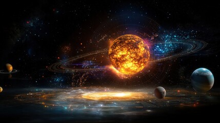 Poster - Exploring the glowing digital map of the solar system interactive space simulation virtual environment cosmic perspective