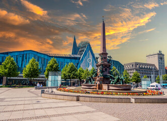 Wall Mural - City view of Leipzig in Saxony with Augustusplatz, Germany