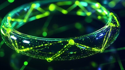 Poster - Glowing Orb with Neon Connections and Abstract Digital Background for Technology or Science Concepts