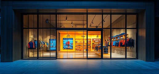 Aufkleber - A brightly lit retail store showcasing clothing and accessories.