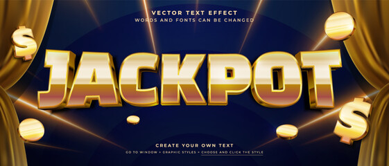 Fototapete - Bonus jackpot text effect on abstract background, golden vector graphic style