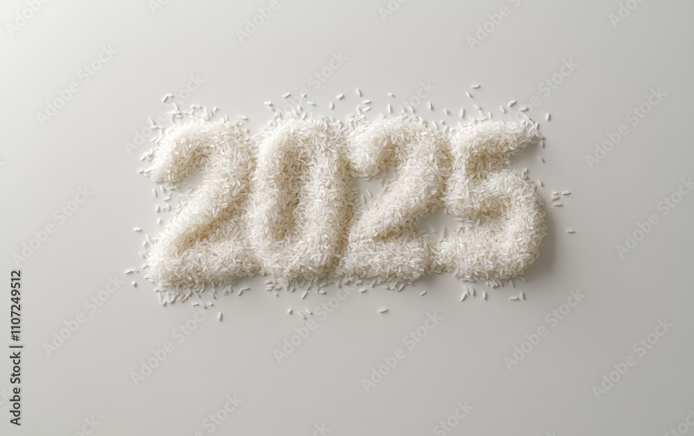 Stock-Illustration „2025 Made of Clusters of Rice Numbers crafted with ...