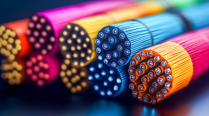 Poster - Bundle of fiber optic cables. Optical fiber cable Colorful illustration  