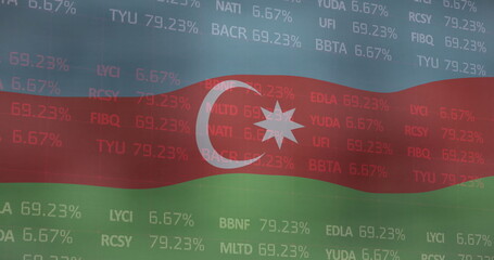 Poster - Image of financial data processing over flag of azerbejdshan