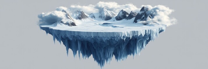 Wall Mural - a floating island with mountains and clouds, showcasing a surreal landscape.