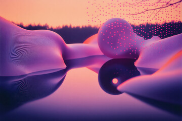 Aufkleber - a pink bow with a pink background