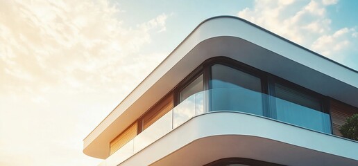 Aufkleber - Modern architectural design featuring curved lines and large windows.