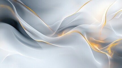 Poster - An abstract alcohol ink design with swirling white and gray tones, highlighted with fine gold lines.
