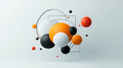 Fototapete - Virtual 3d element with circles, hexagons, triangles, lines, squares, rectangles. Modern logo in cyberpunk style. Futuristic IT badges for banner. Technology hi-tech design in the Vector illustration.