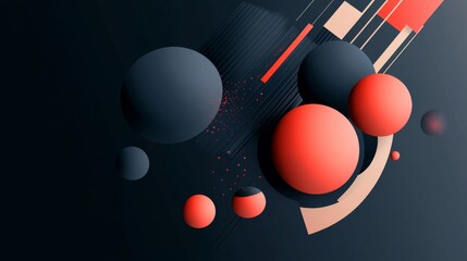 Fototapete - Virtual 3d element with circles, hexagons, triangles, lines, squares, rectangles. Modern logo in cyberpunk style. Futuristic IT badges for banner. Technology hi-tech design in the Vector illustration.