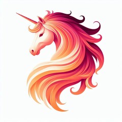 Poster - A unicorn with a coat that transitions from orange to pink resem