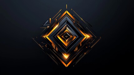 Fototapete - Virtual 3d element with circles, hexagons, triangles, lines, squares, rectangles. Modern logo in cyberpunk style. Futuristic IT badges for banner. Technology hi-tech design in the Vector illustration.