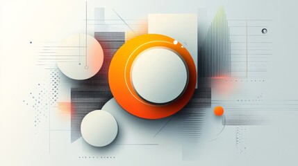 Fototapete - Virtual 3d element with circles, hexagons, triangles, lines, squares, rectangles. Modern logo in cyberpunk style. Futuristic IT badges for banner. Technology hi-tech design in the Vector illustration.