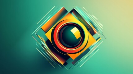 Fototapete - Virtual 3d element with circles, hexagons, triangles, lines, squares, rectangles. Modern logo in cyberpunk style. Futuristic IT badges for banner. Technology hi-tech design in the Vector illustration.