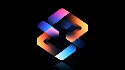 Fototapete - Virtual 3d element with circles, hexagons, triangles, lines, squares, rectangles. Modern logo in cyberpunk style. Futuristic IT badges for banner. Technology hi-tech design in the Vector illustration.
