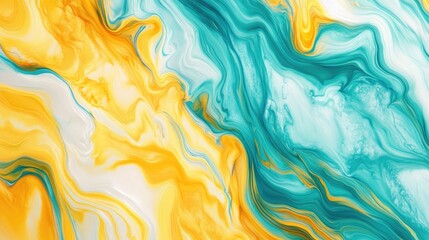 Aufkleber - Vibrant abstract art with swirling teal and yellow patterns.