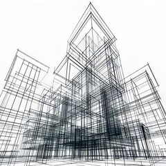 Poster - Architectural illustrations focusing on geometric forms and stra