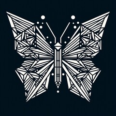 Poster - Butterfly motifs built from geometric lines and shapes focusing