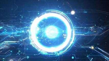 Wall Mural - abstract digital network with a glowing sphere at the center