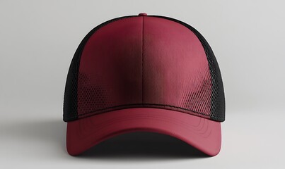 Wall Mural - Maroon Baseball Cap With Black Mesh Sides