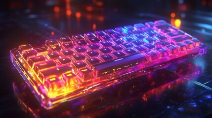 Poster - A vibrant, illuminated keyboard showcasing a futuristic design.