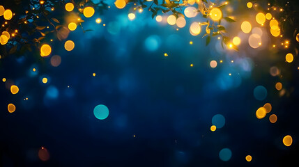 Wall Mural - Abstract Night Sky with Glowing Stars and Bokeh Lights Background.