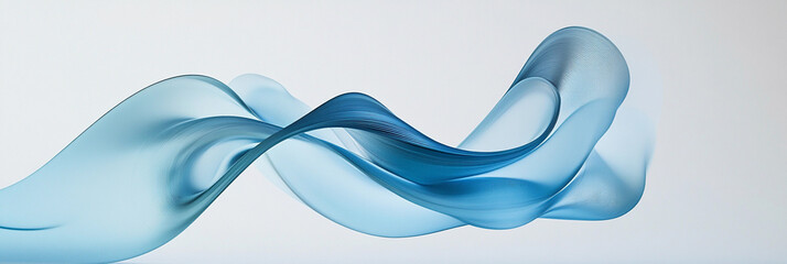 Poster - Flowing blue fabric creates a wave-like abstract design