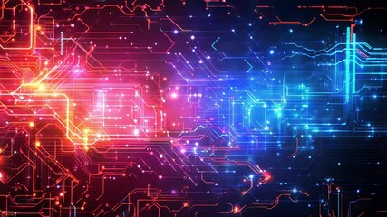 Wall Mural - abstract digital network with glowing lines and points
