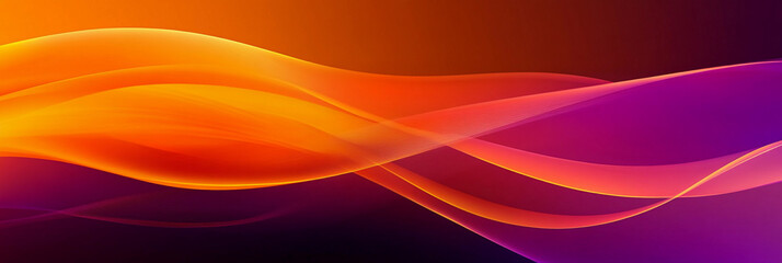 Poster - Colorful waves flow in a gradient of orange and purple