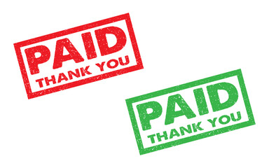 Wall Mural - paid red ink rubber stamp with thank you note sign symbol seal badge grunge effect accepted approved